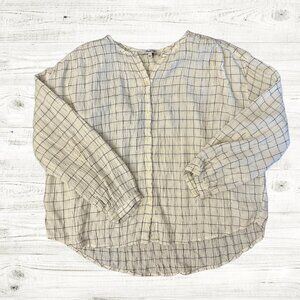 Madewell Off White Striped Top Blouse Button up long sleeve